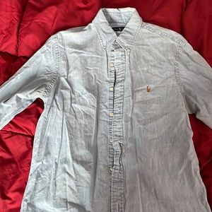 Denim Polo Long Sleeve Dress Shirt. Size M.